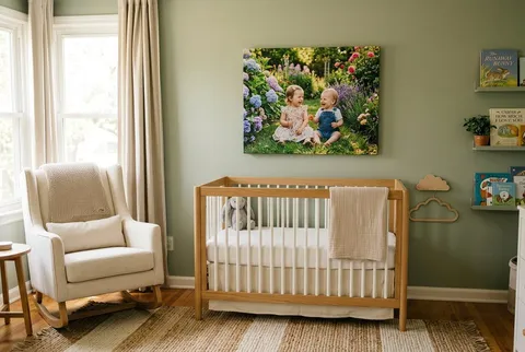 An Italian coast photo canvas in a kitchen nook
