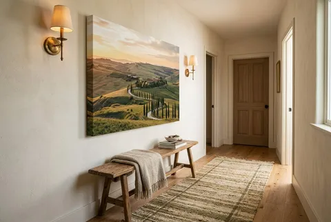 A couple at a café pictured on a floating shelf canvas